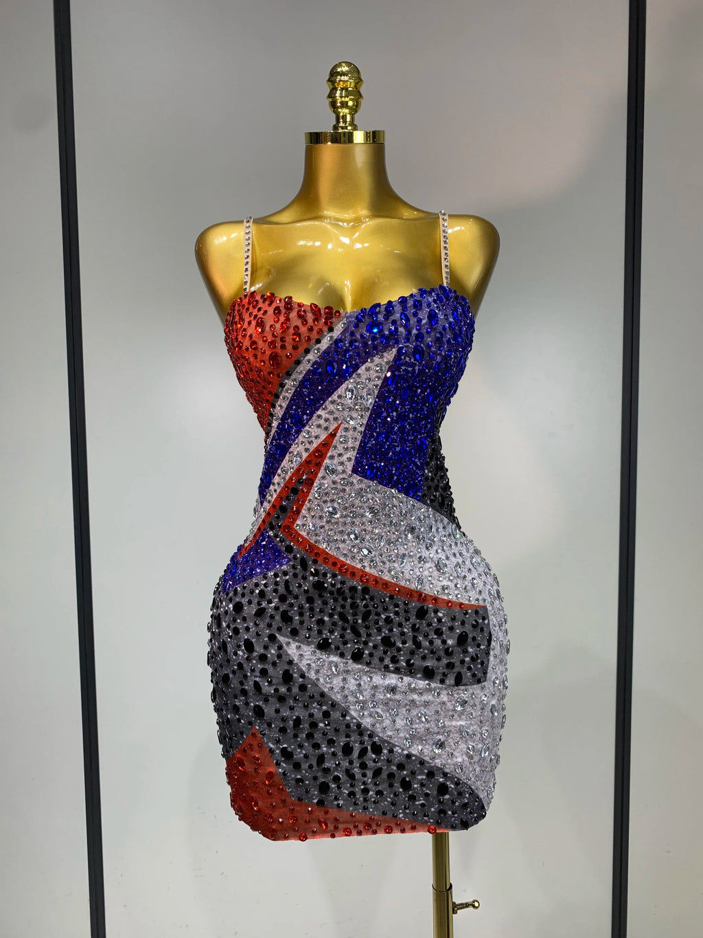 Crystals Mesh Mini Dress