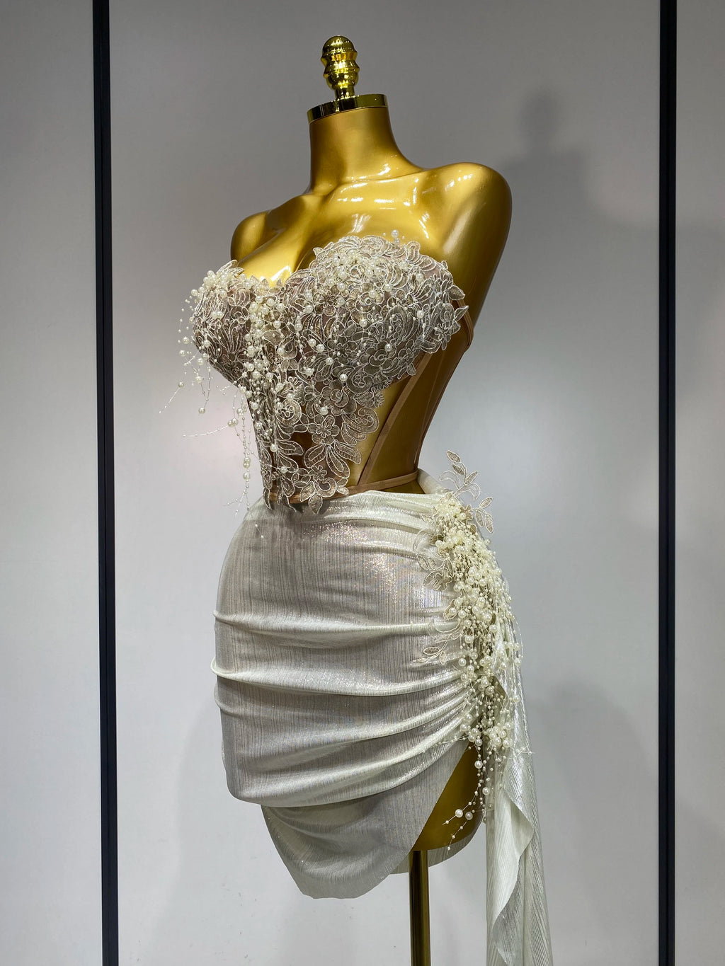 Elegant Pearl Mesh Two Piece Set