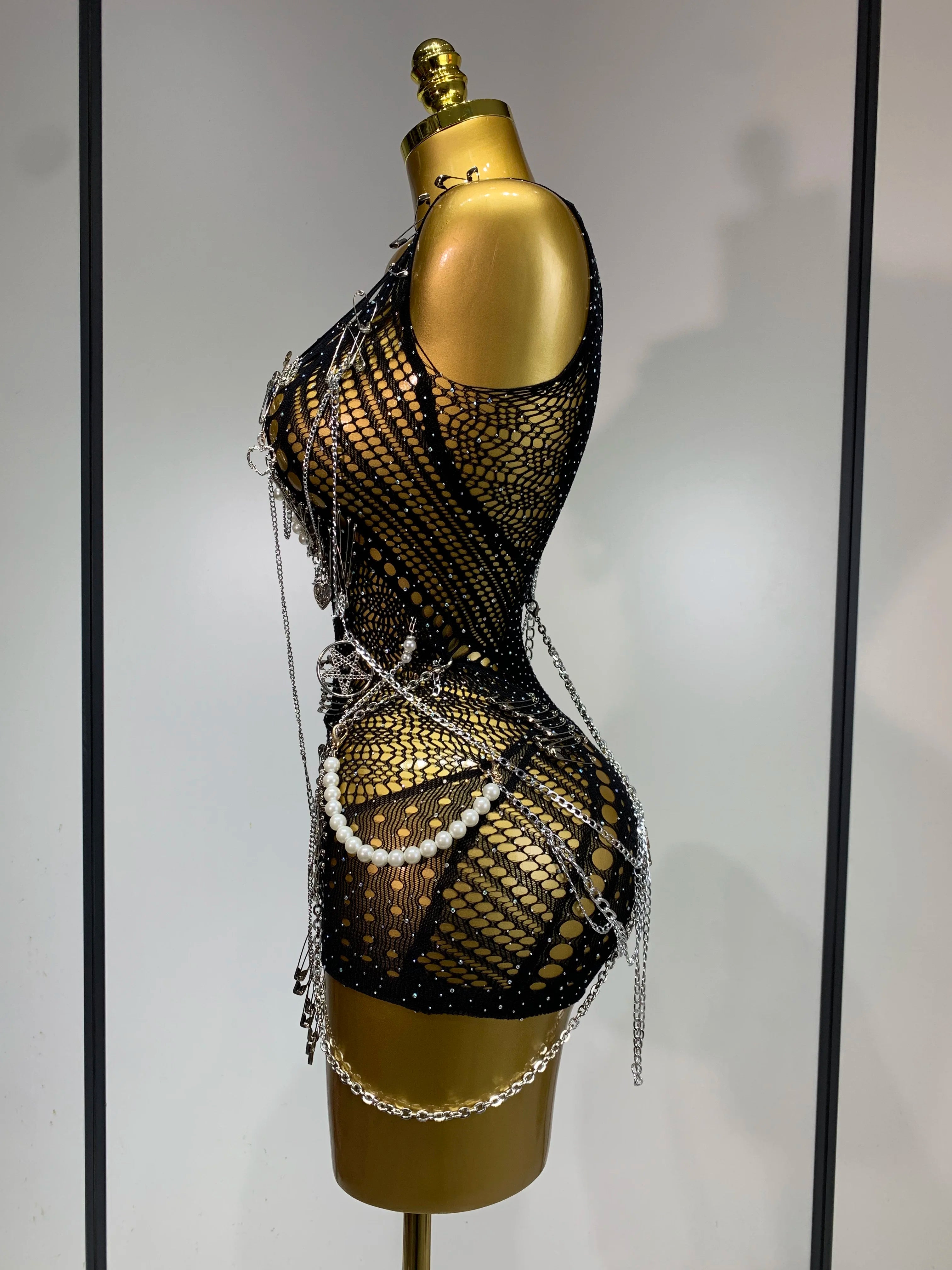 Rockstar Chain Mesh Romper