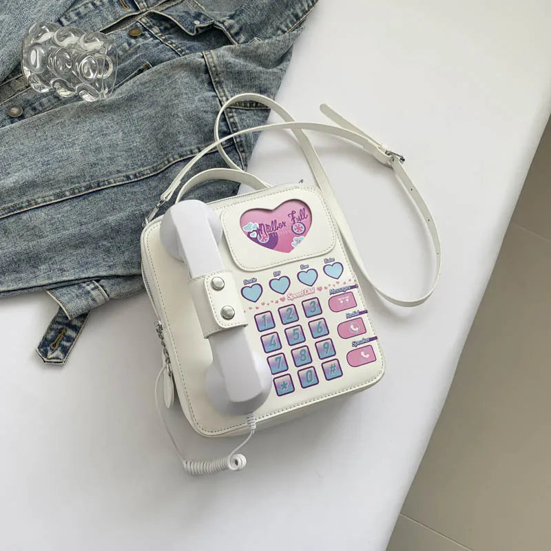 Telephone Shaped Crossbody PU Leather Bag