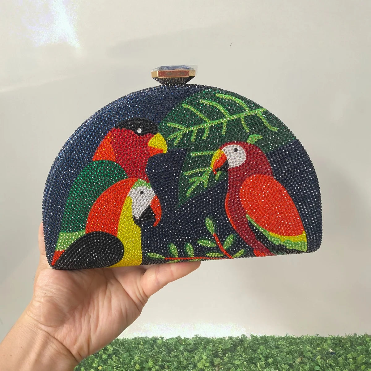Parrot Rhinestone Crystal Clutch