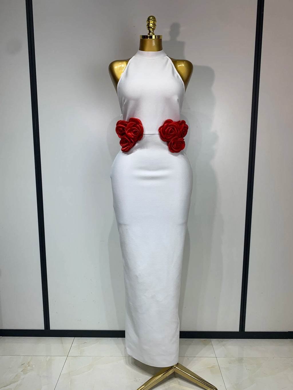 Give Me Roses Halter Dress