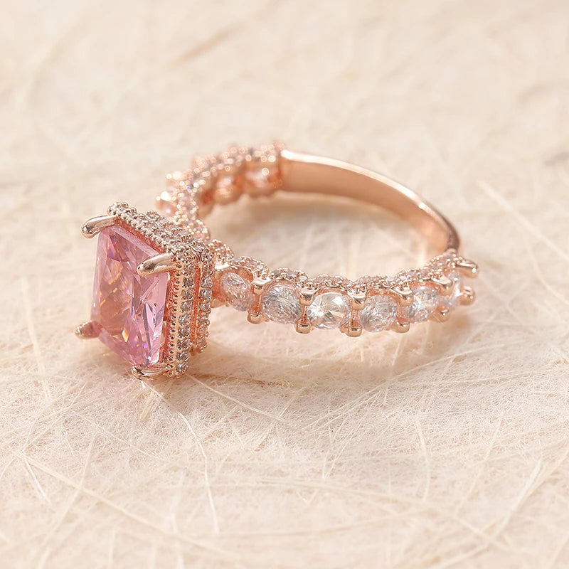 Luxurious Rose Gold Pink Ring