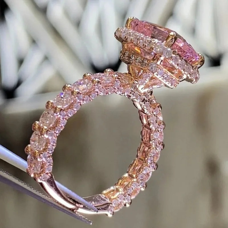Luxurious Rose Gold Pink Ring