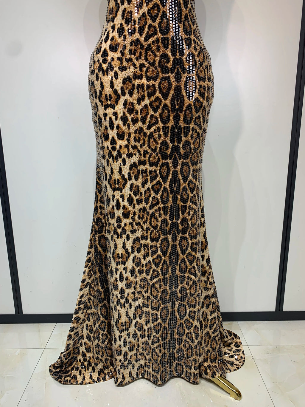 Leopard Sequin Maxi Dress
