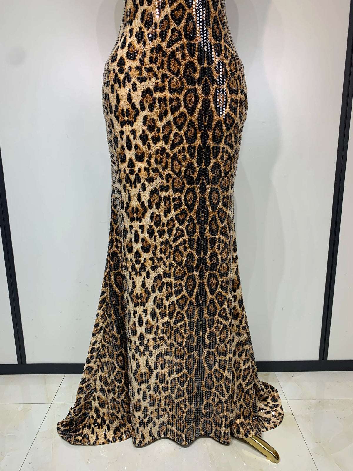 Leopard Sequin Maxi Dress