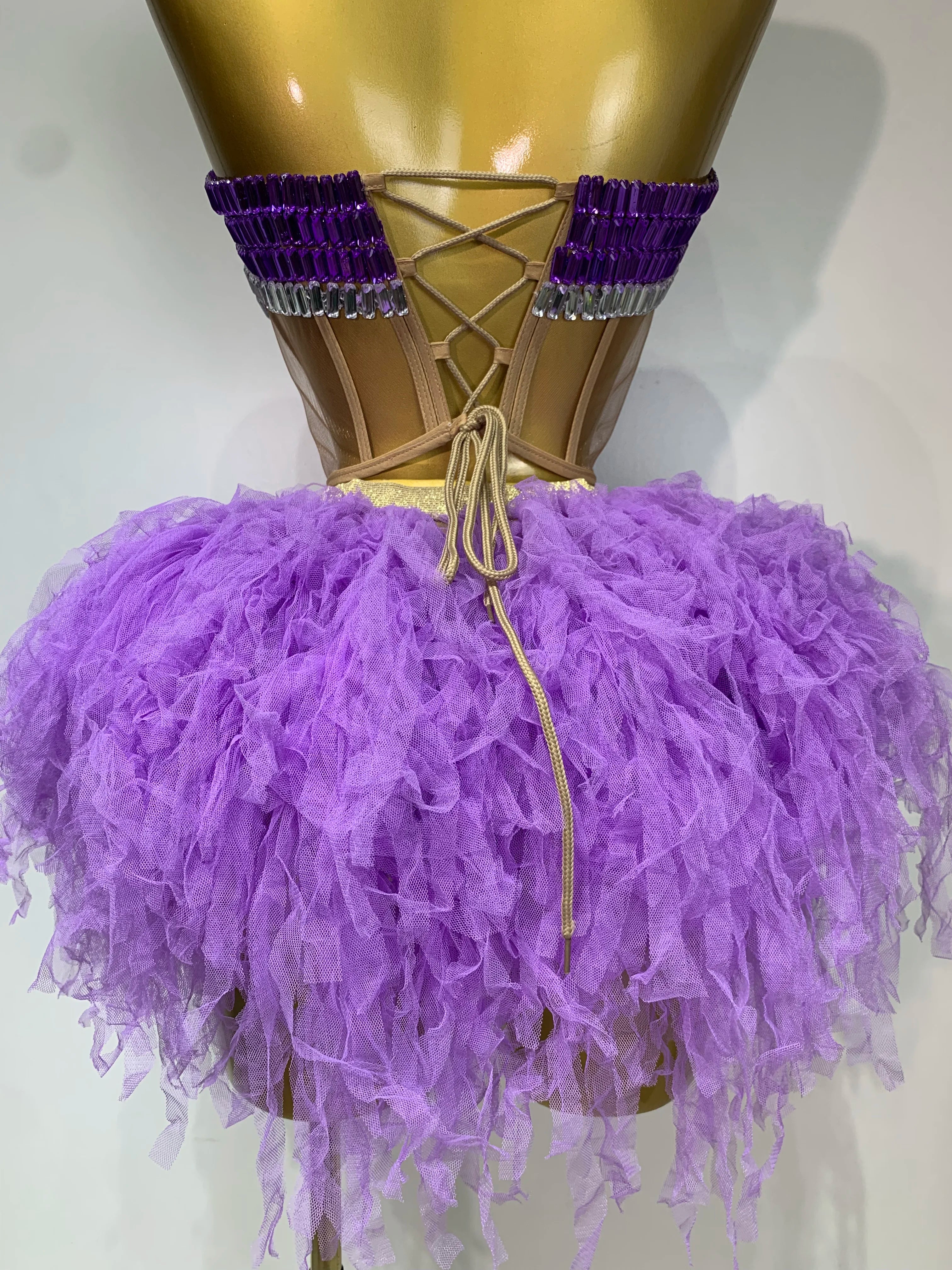 Purple  Two Pieces Skirt Set