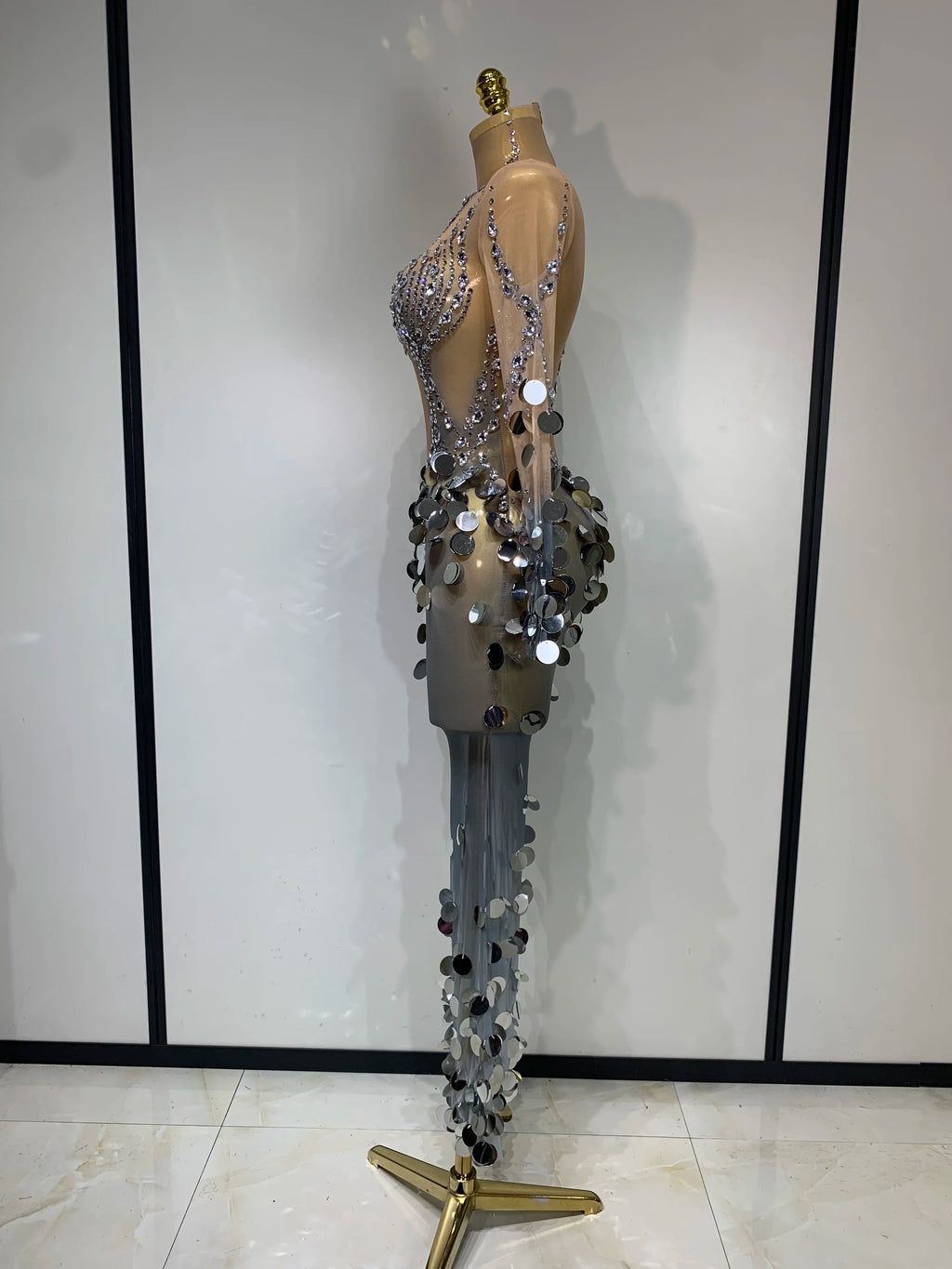 Silver Sequins Diamonds Dress