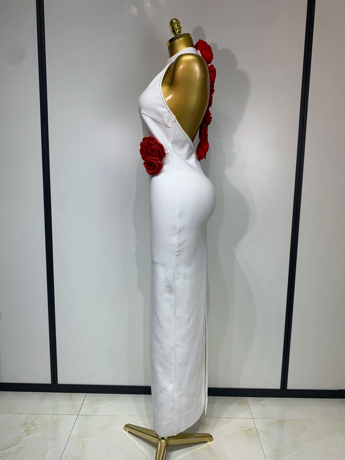 Give Me Roses Halter Dress