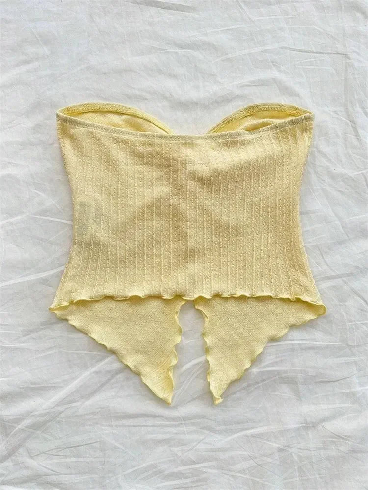 Yellow Twist Knot Cropped Tube Top