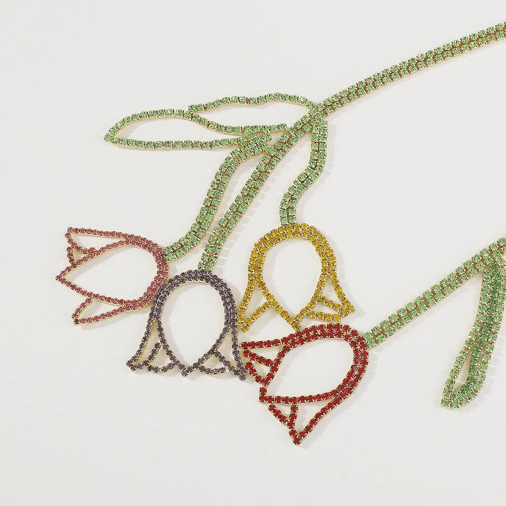 Flower Rhinestone Necklace Choker