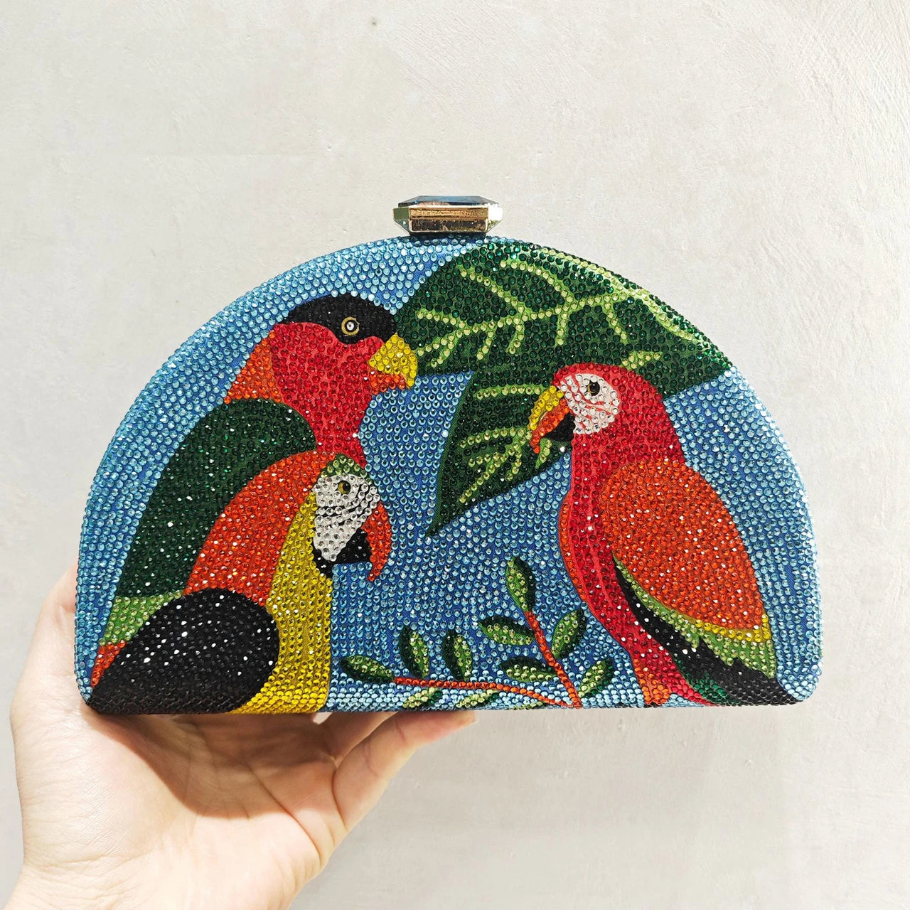 Parrot Diamond Rhinestone Crystal Clutch Bag