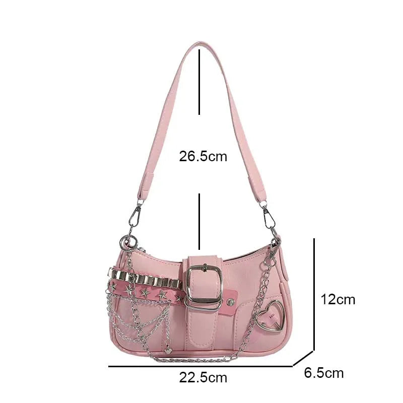 Y2K Heart Chain Bag