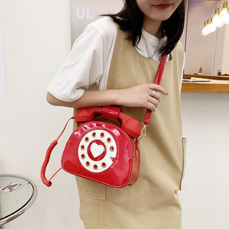 Telephone Shaped Crossbody Bag PU Leather