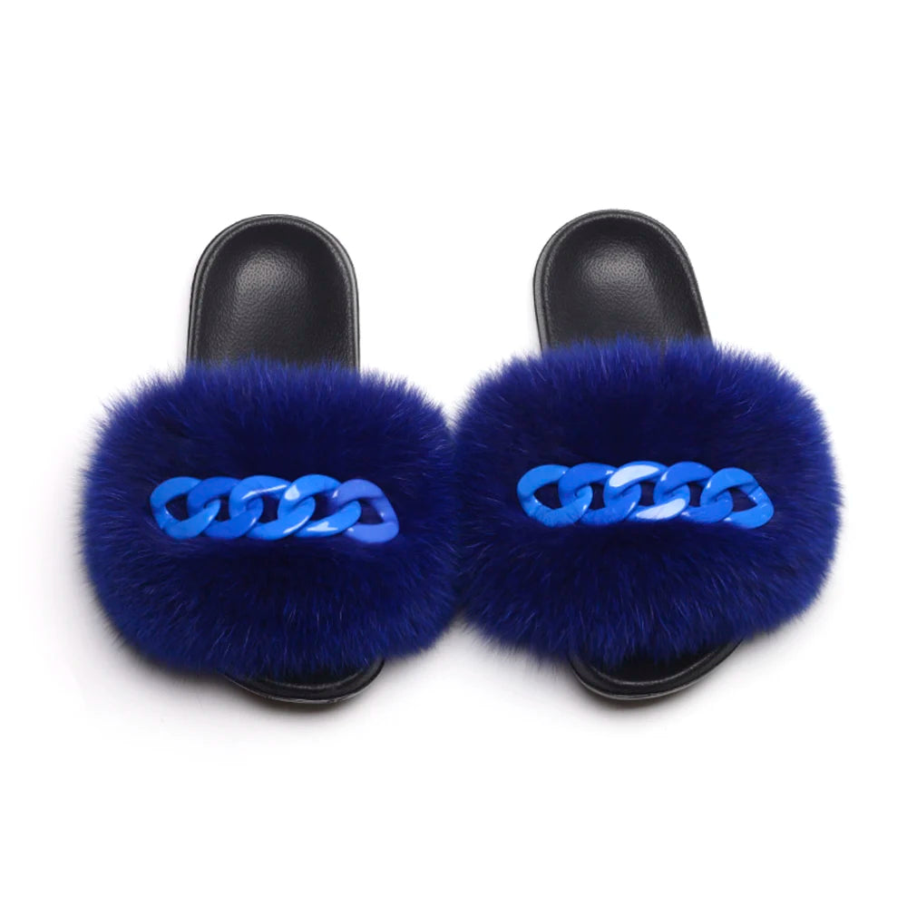 Fluffy Fur Chain Slippers