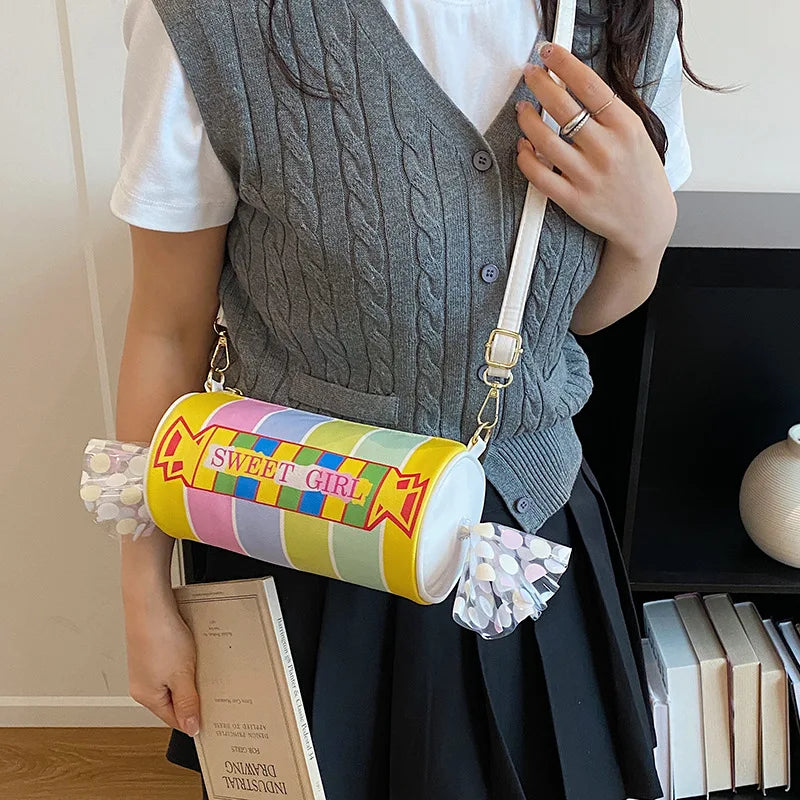 Sweet Girl Candy Striped Crossbody Bag