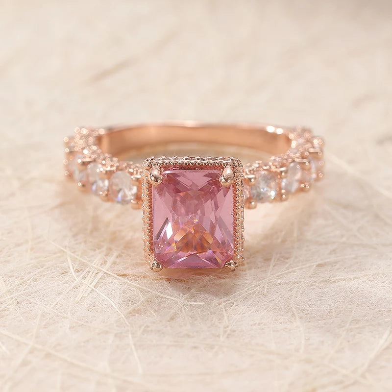 Luxurious Rose Gold Pink Ring