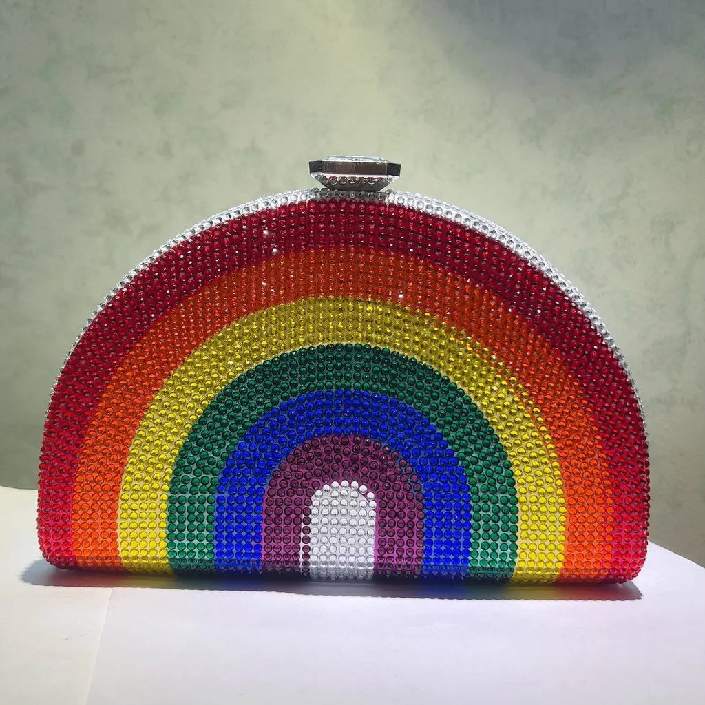Rainbow Crystal Clutch Shoulder Bag