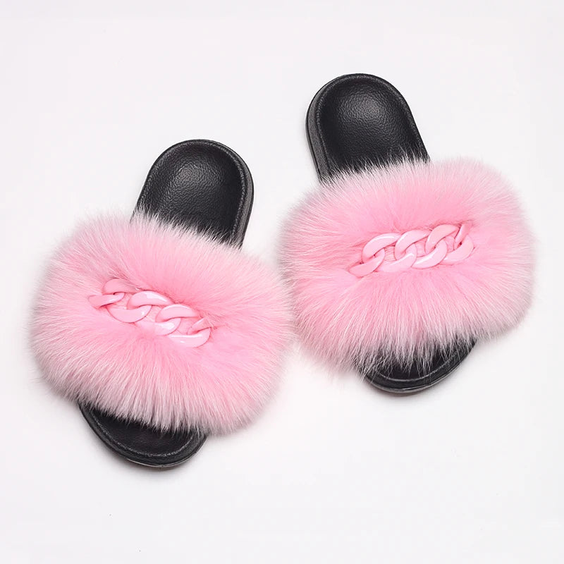 Fluffy Fur Chain Slippers