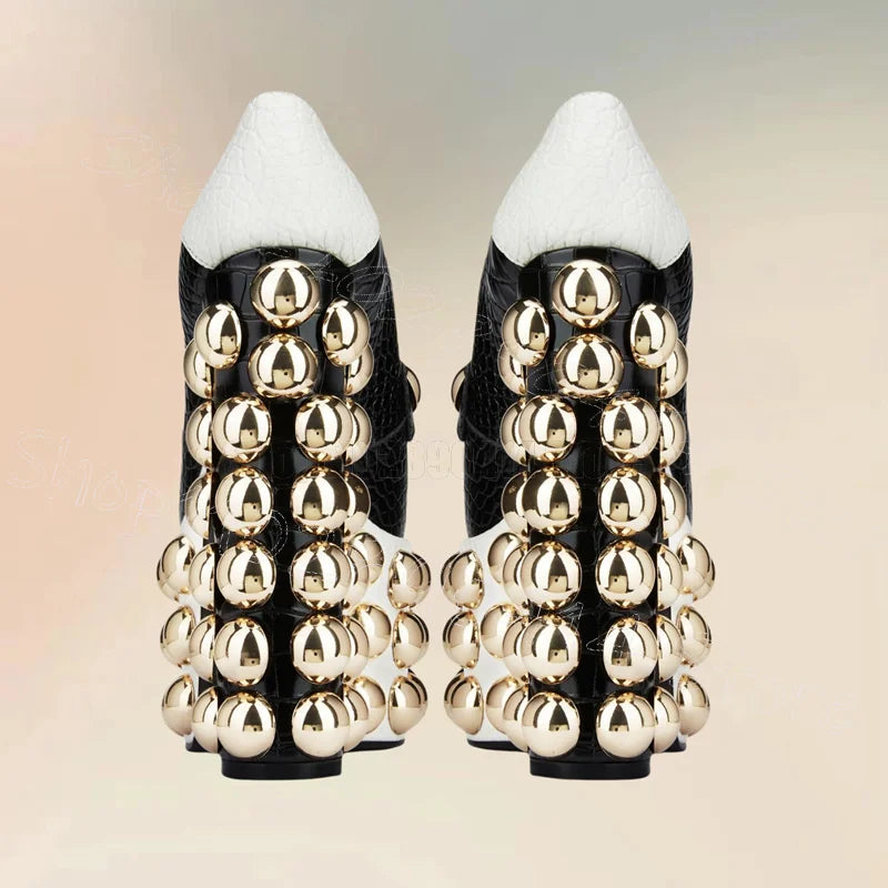 Alligator Print Platform Chunky High Heels