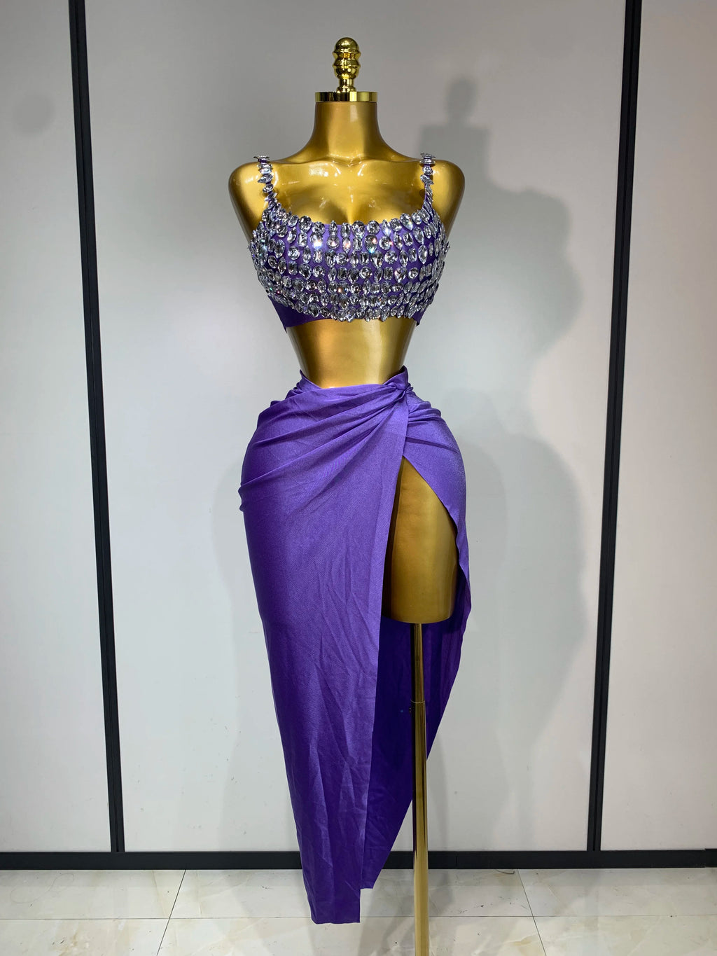Crystal Diamond Two Piece Skirt Set