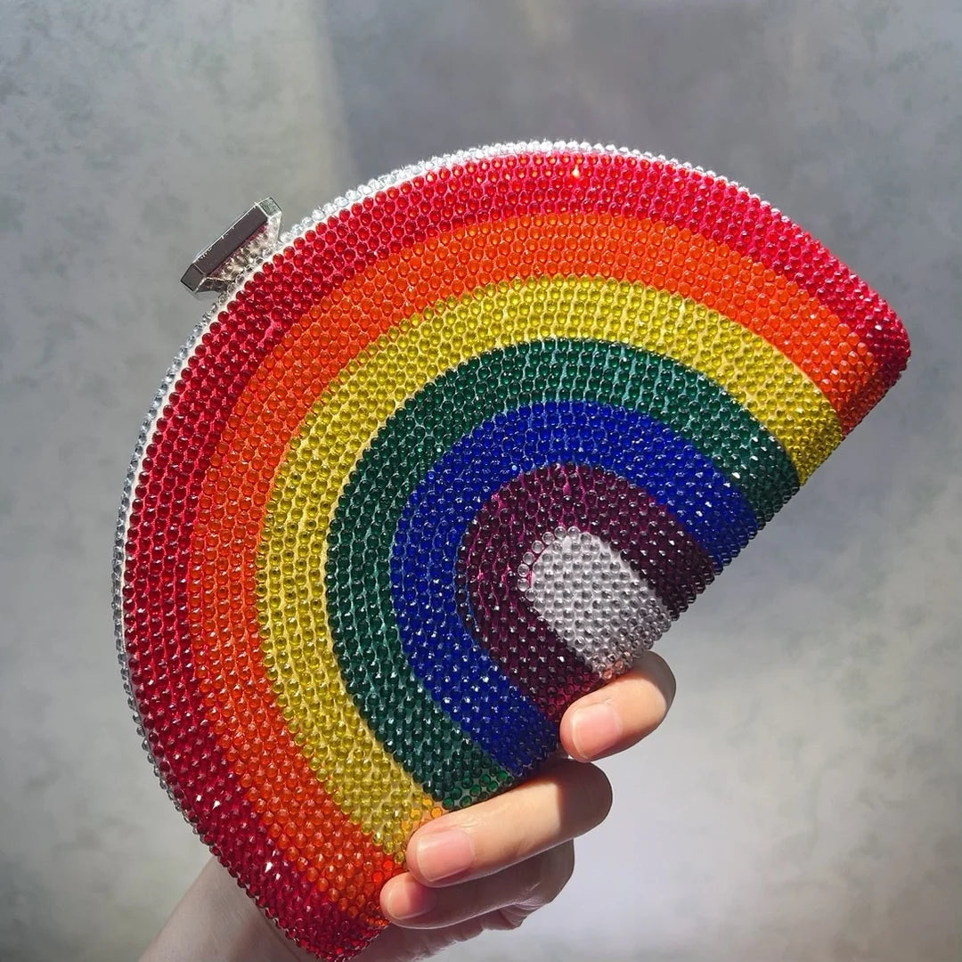 Rainbow Crystal Clutch Shoulder Bag