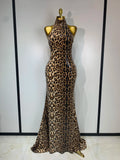 Leopard Sequin Maxi Dress