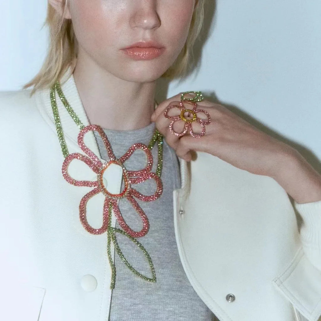 Flower Rhinestone Necklace Choker