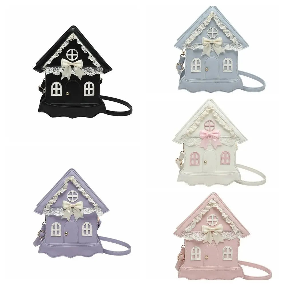 House Shaped Lace Bow Crossbody Purse
