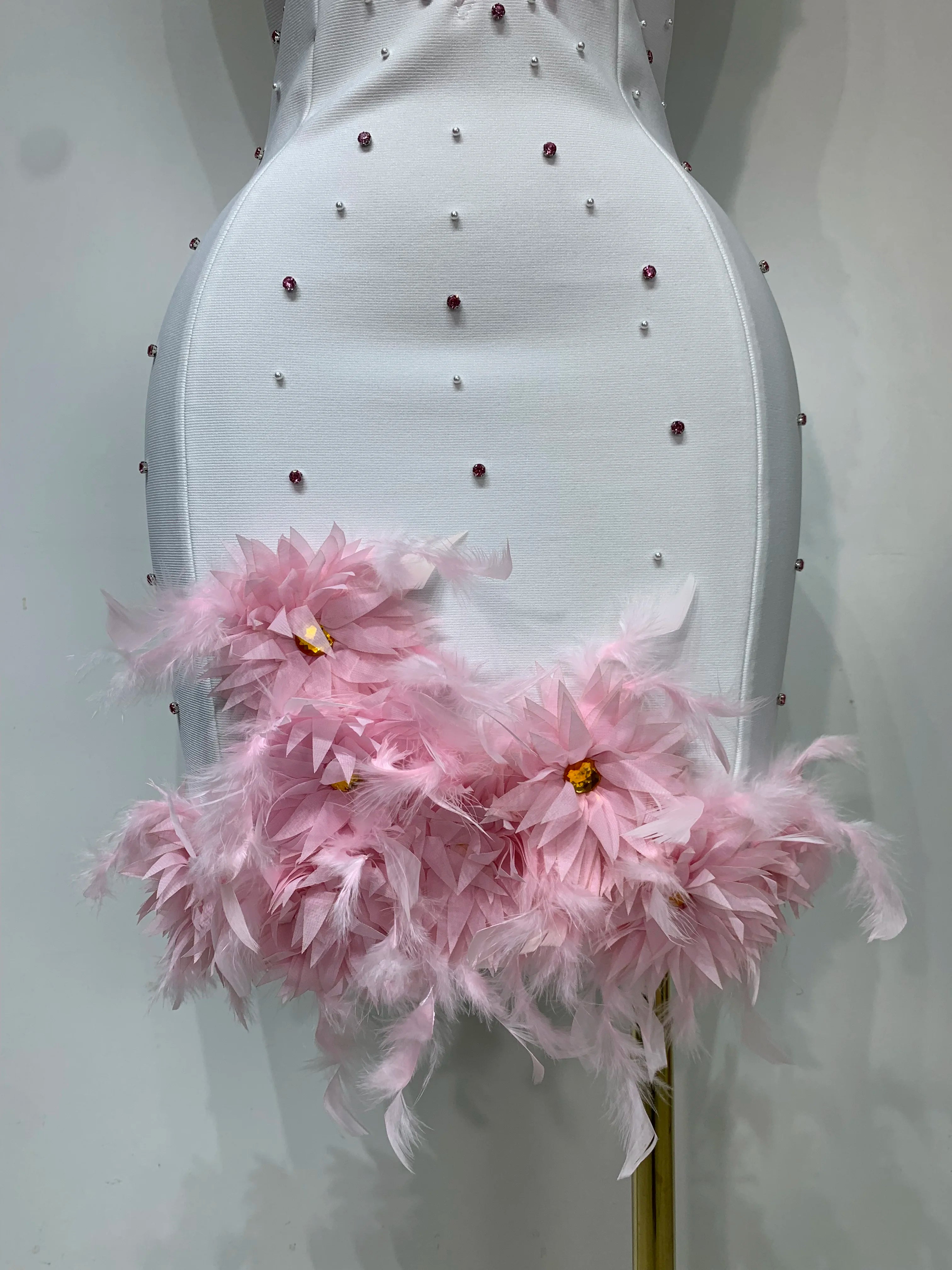 Pink Pearls Feather Dress