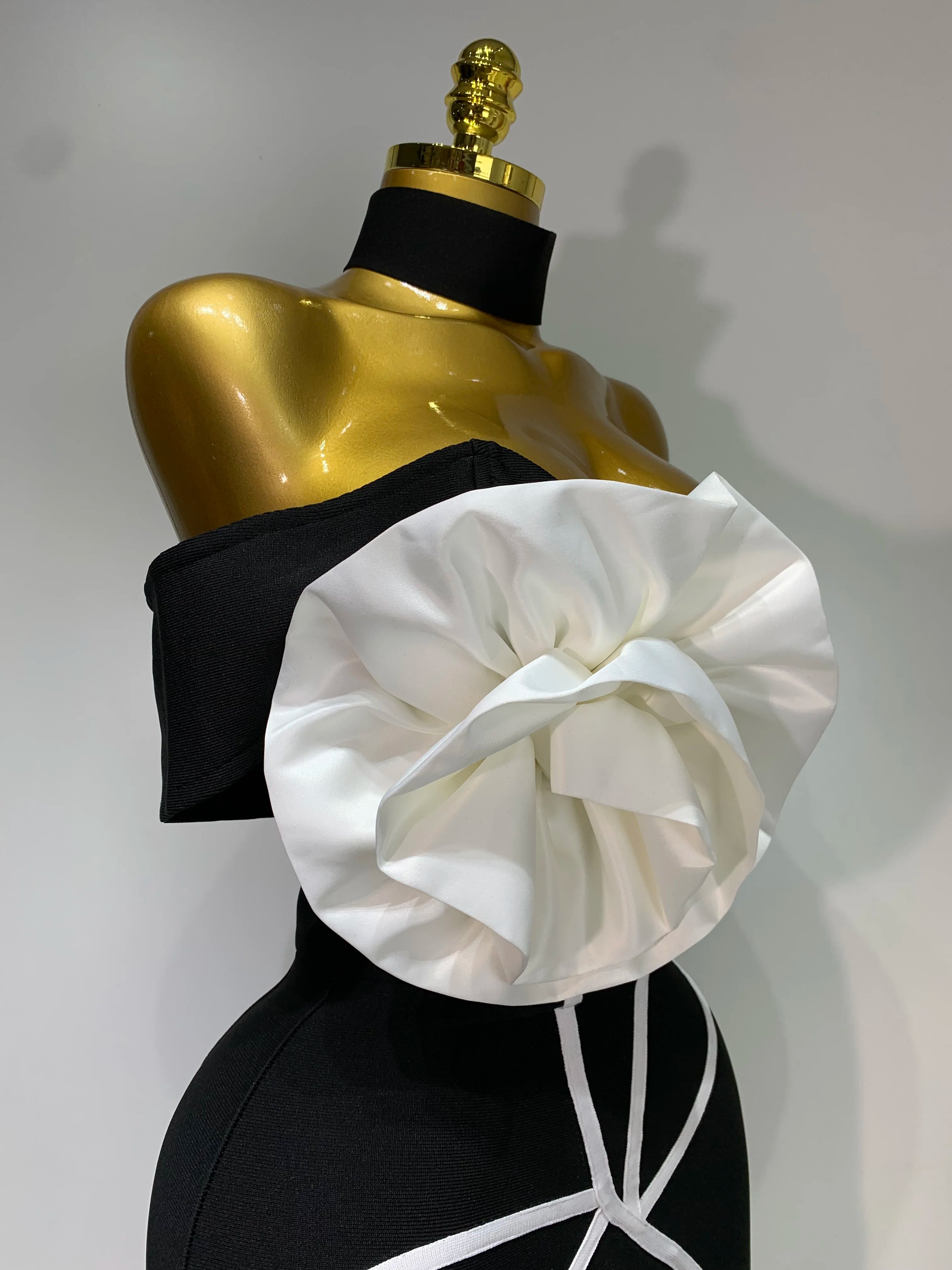 White & Black Flower Mini Bodycon Dress