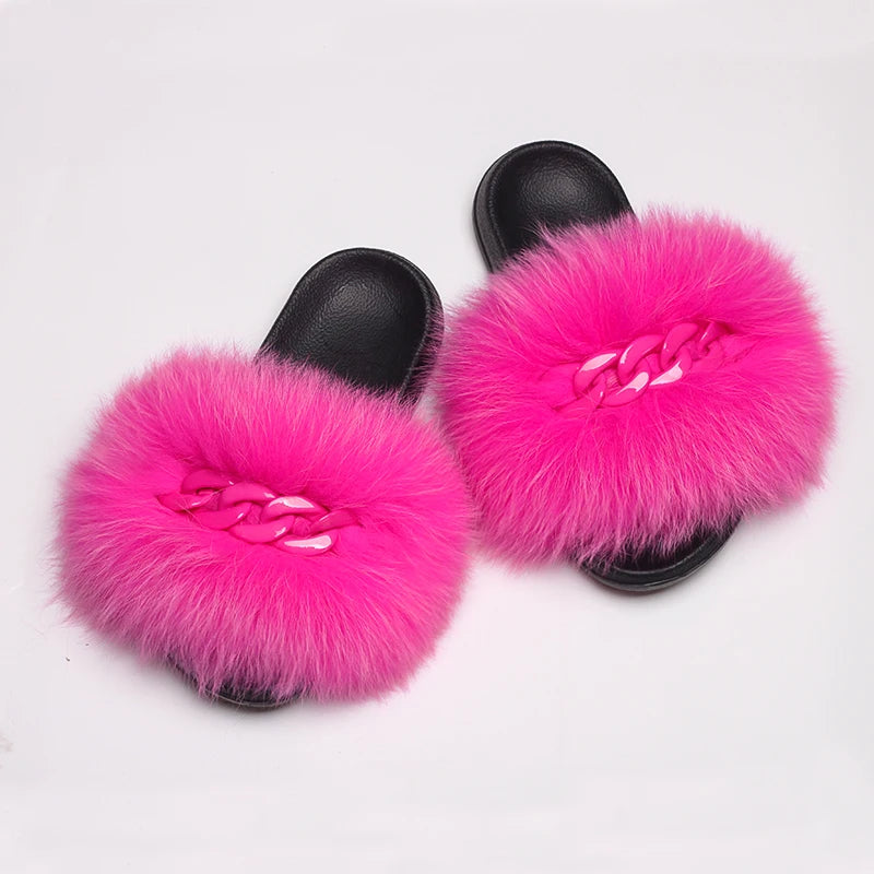 Fluffy Fur Chain Slippers