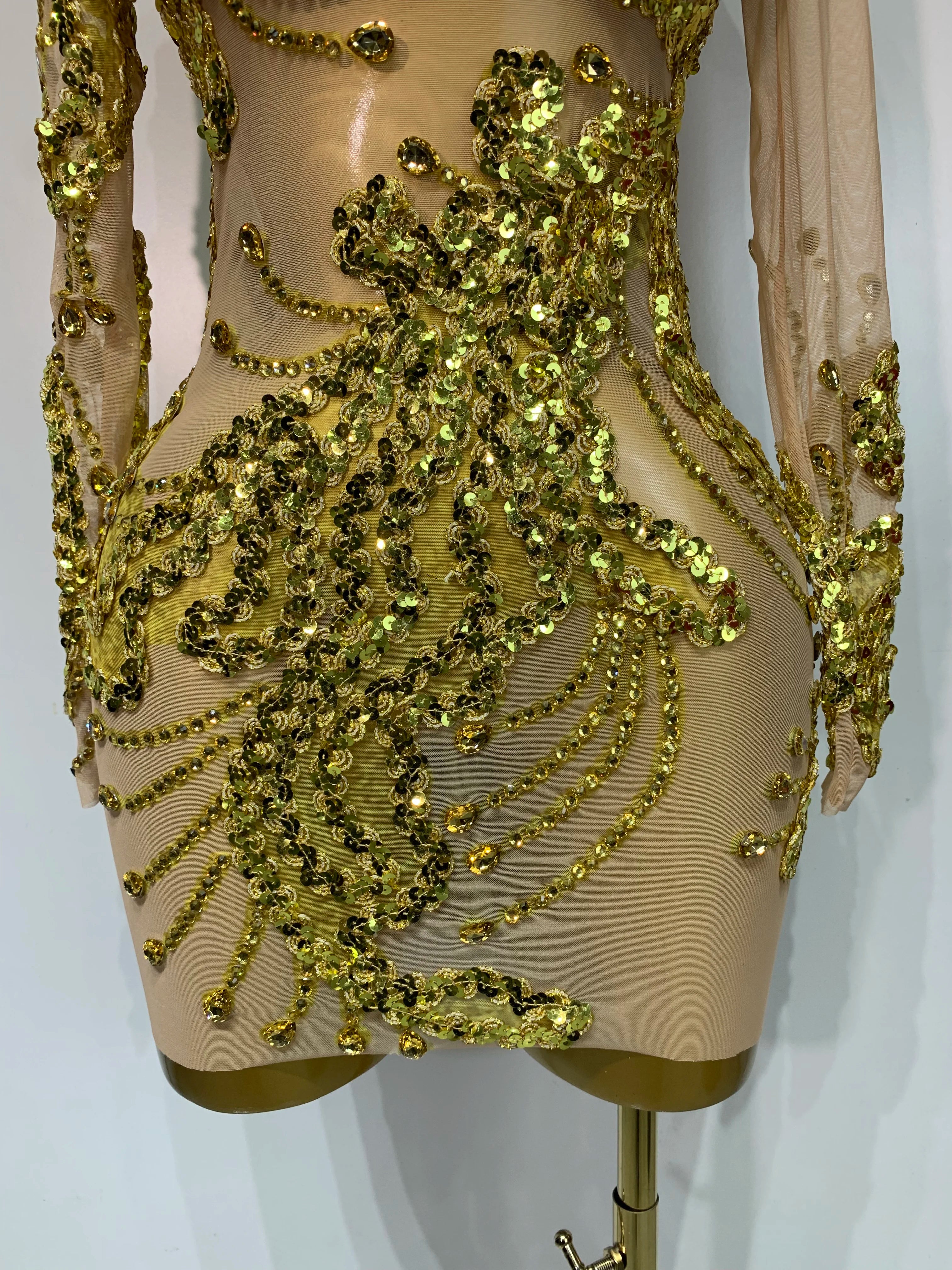 Gold Rhinestone Dress