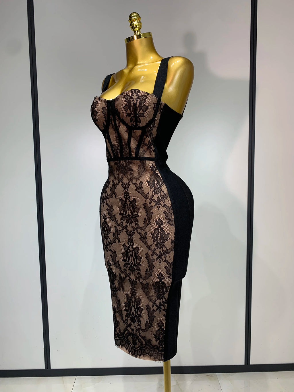 Black Lace Bodycon Bandage Dress