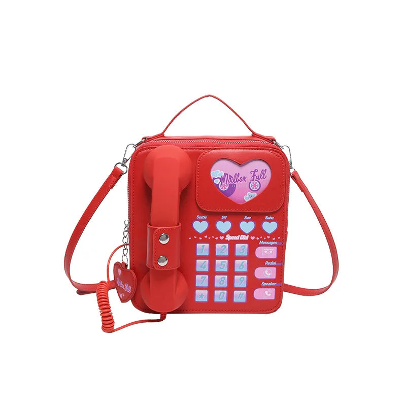 Telephone Shaped Crossbody PU Leather Bag