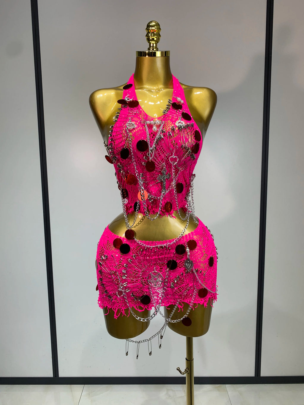 Rock & Roll Chain Two Piece Skirt Set