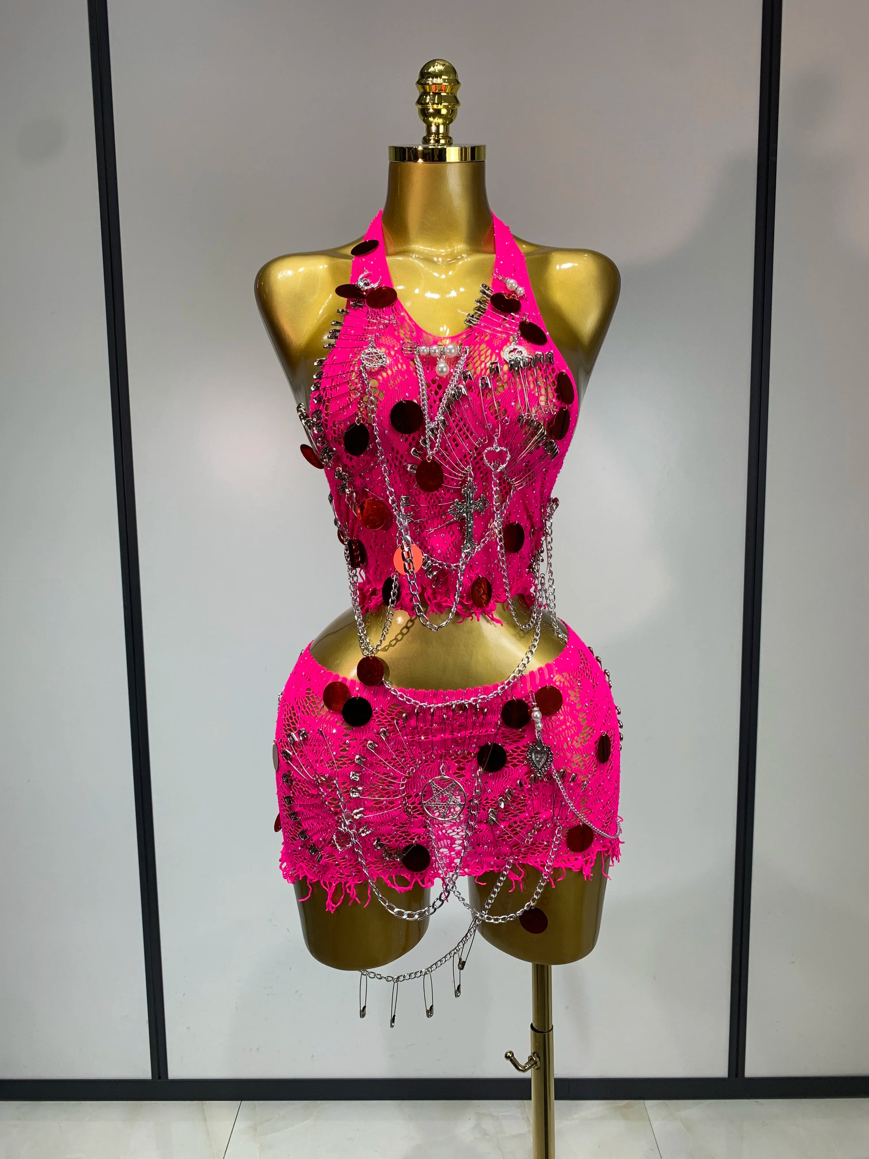 Rock & Roll Chain Two Piece Skirt Set