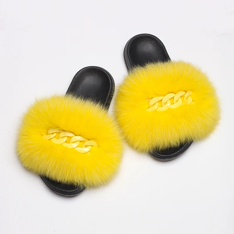 Fluffy Fur Chain Slippers