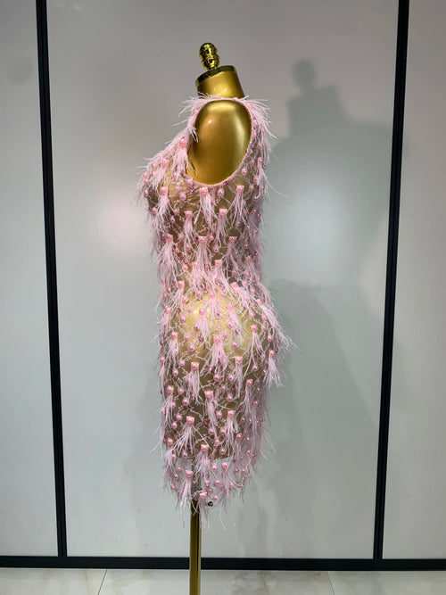 Beloved Pink Pearls Mini Dress