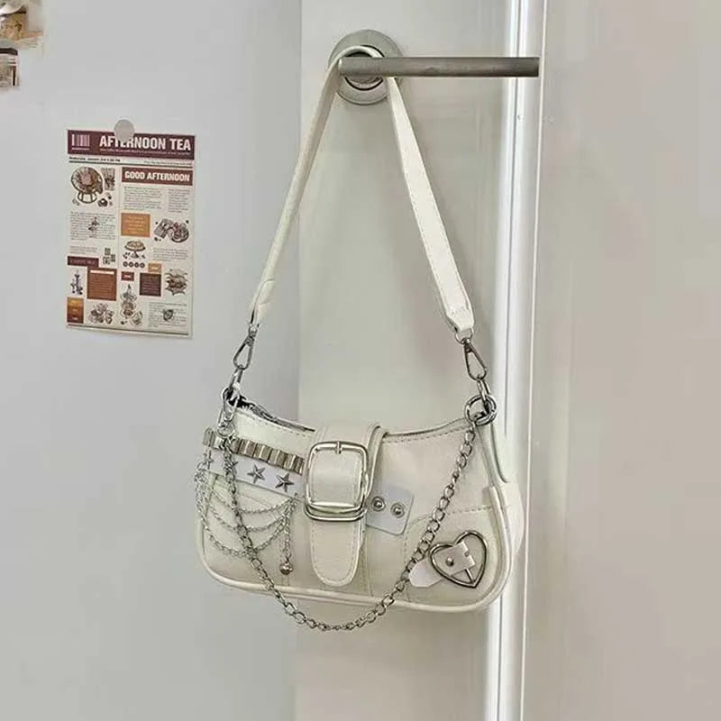 Y2K Heart Chain Bag