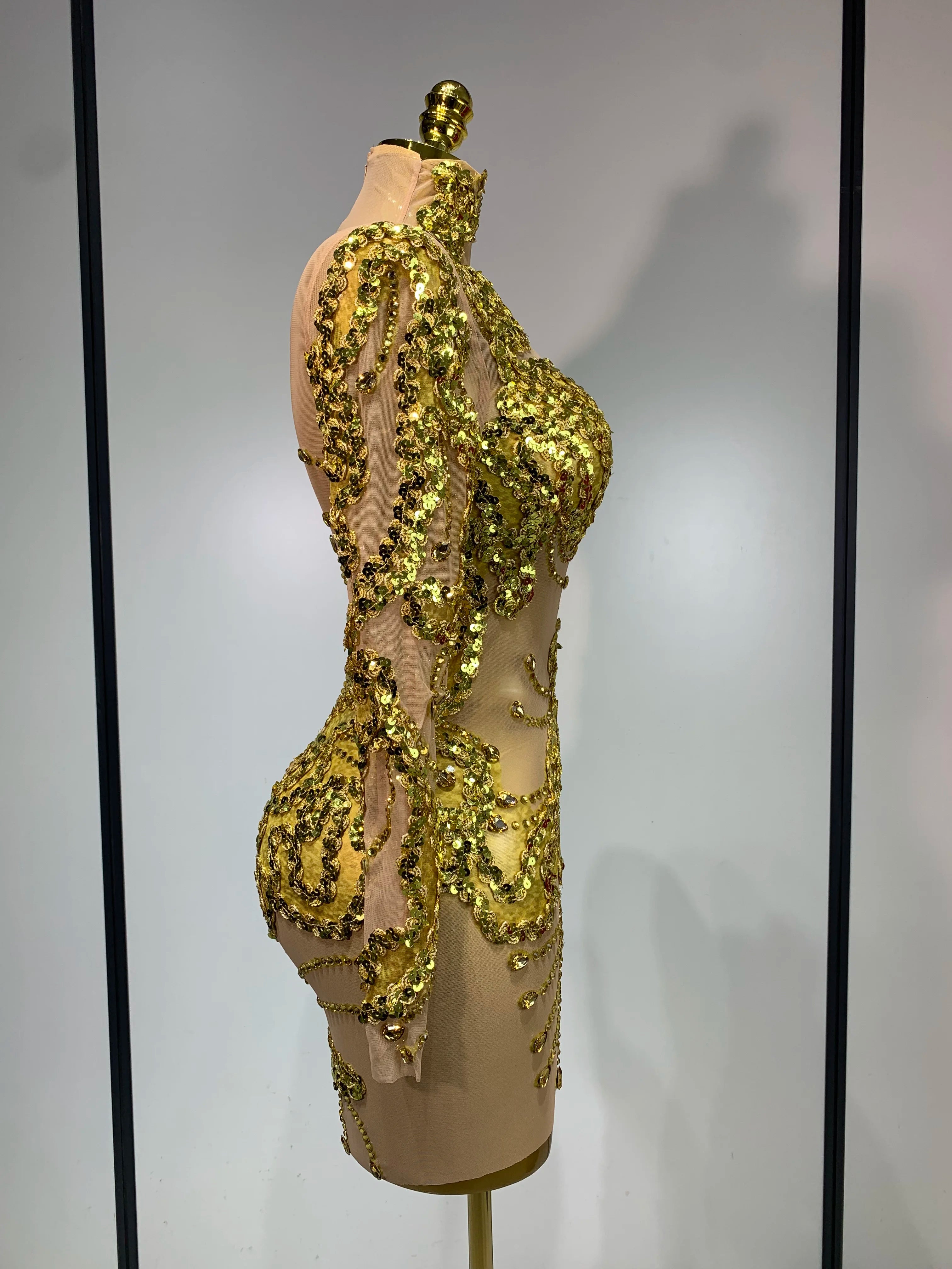 Gold Rhinestone Dress