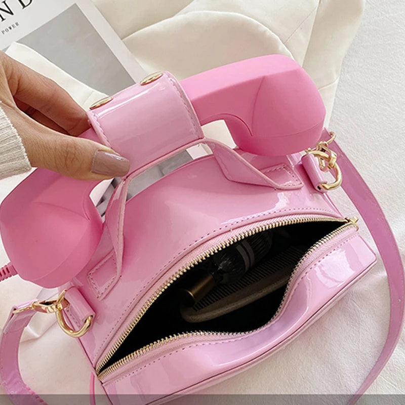 Telephone Shaped Crossbody Bag PU Leather