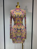 Candy Pearl Long Sleeve Mesh Dress