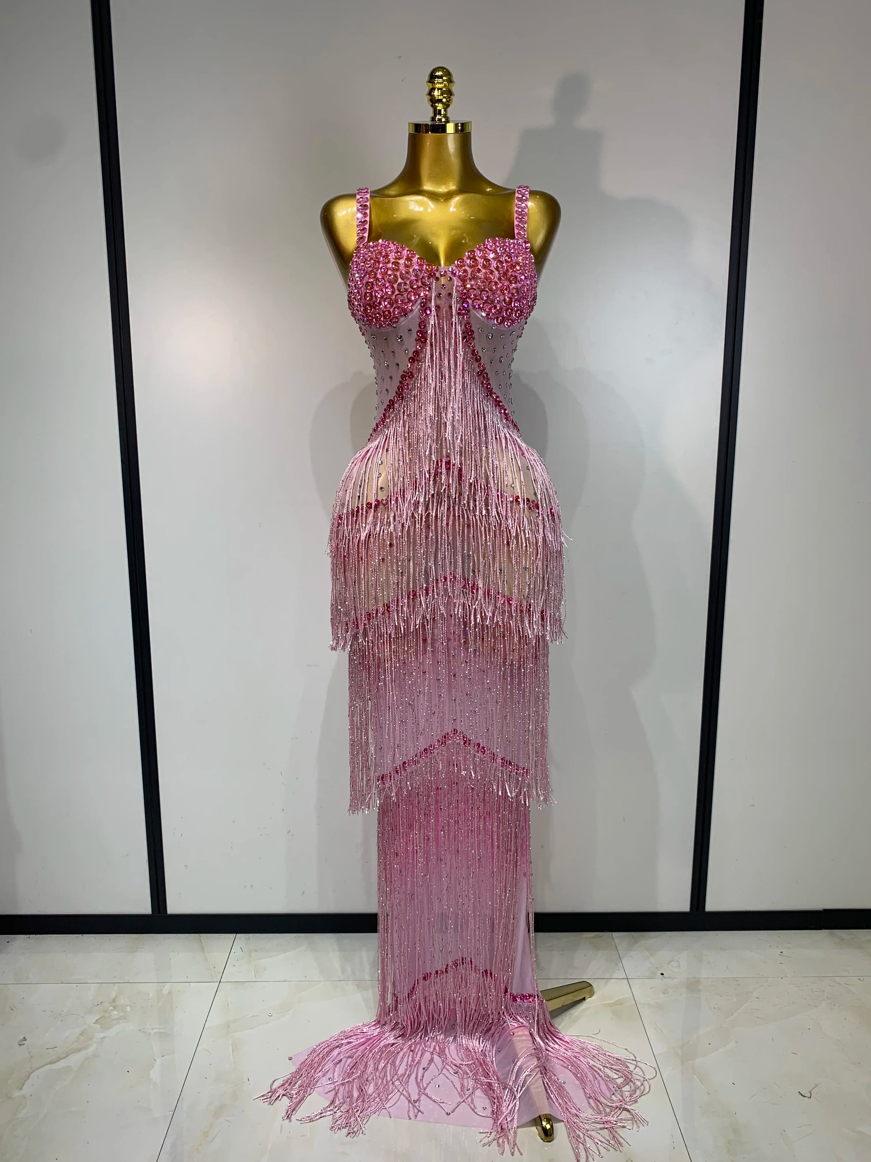 Sparkly Rhinestones Mesh Dress