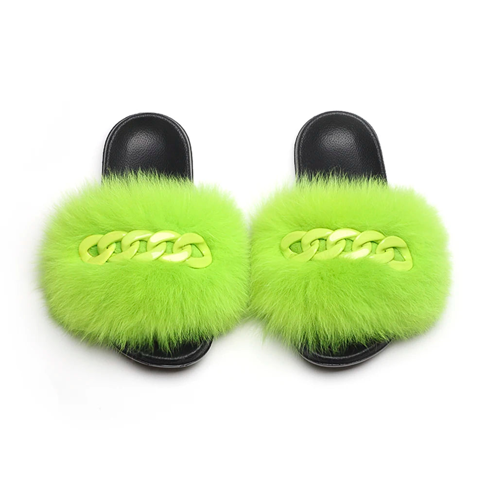 Fluffy Fur Chain Slippers