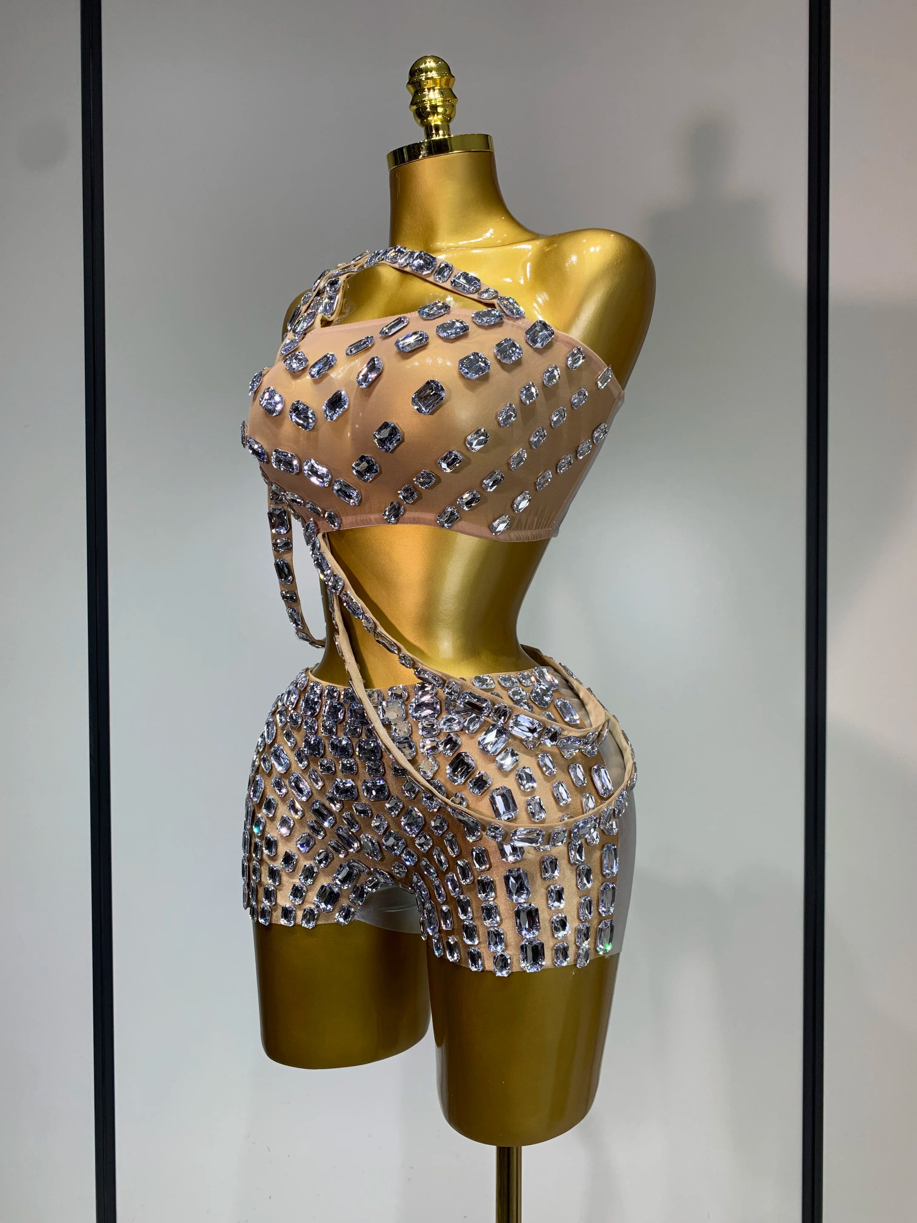 Luxury Diamonds Mesh Two Piece Shorts Set