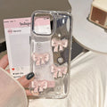 Cute 3D Pink Bow Pearl Clear Phone Case