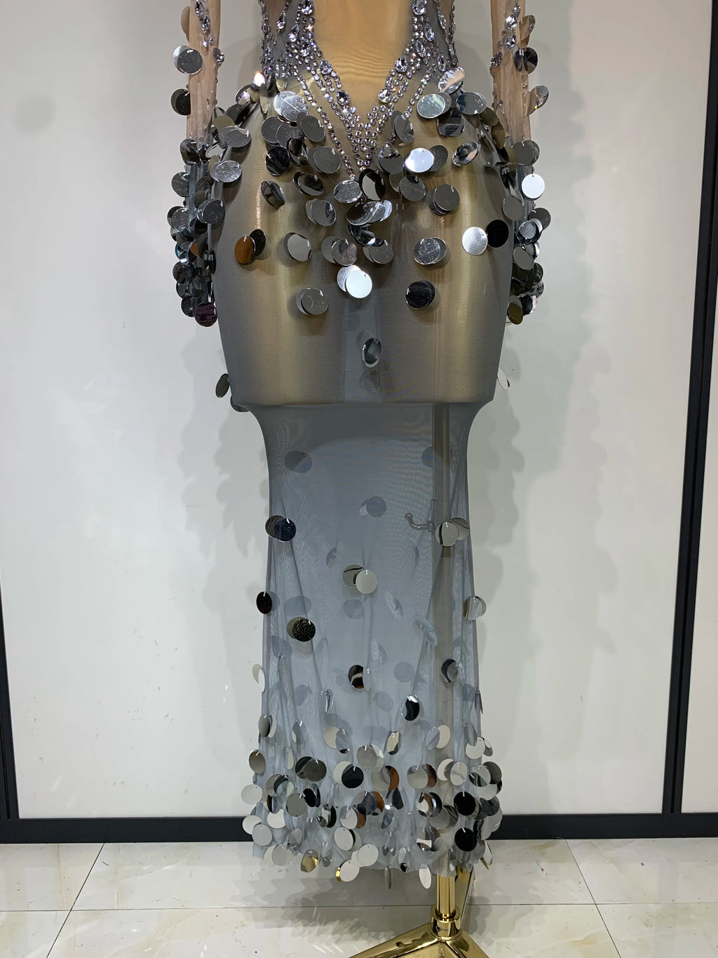 Silver Sequins Diamonds Dress