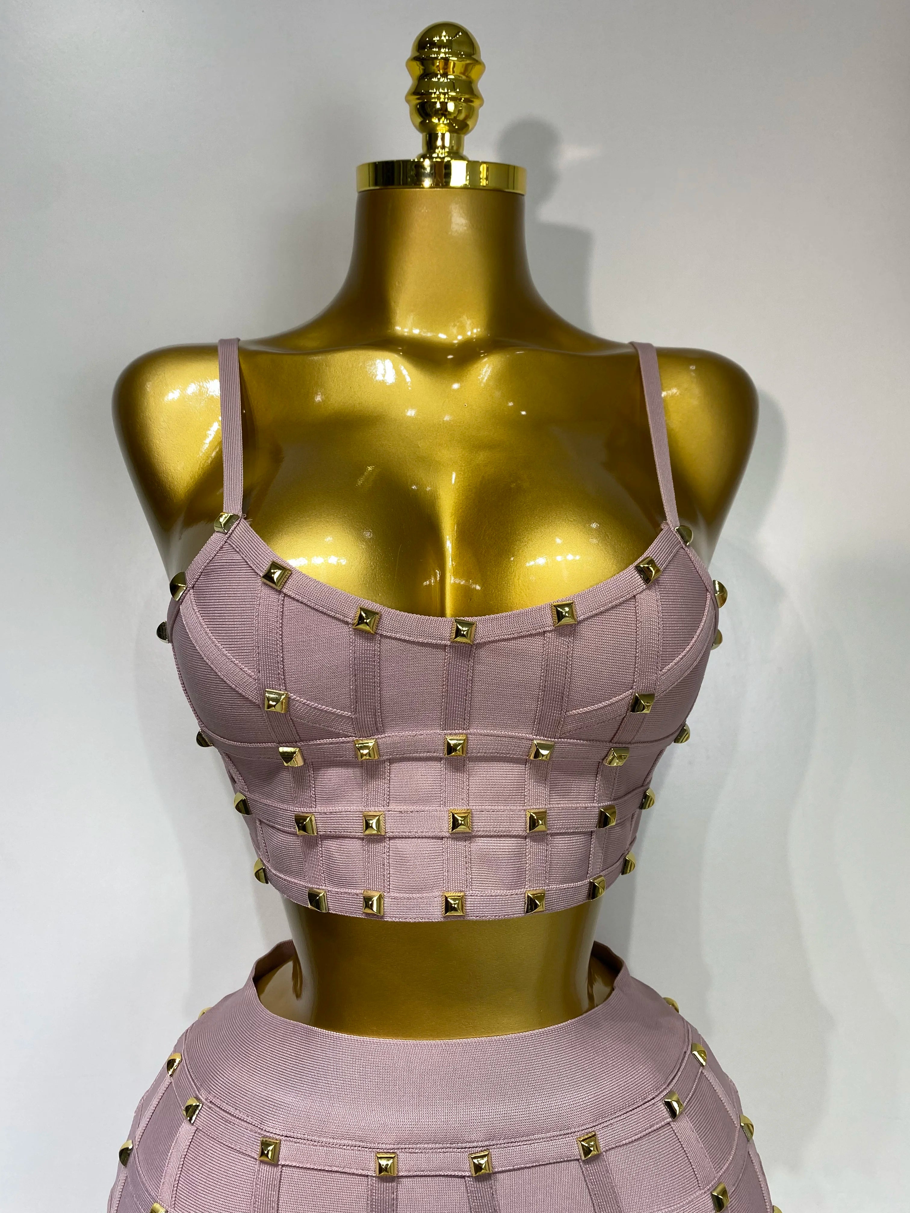 Pink Mauve Two Piece Skirt Set