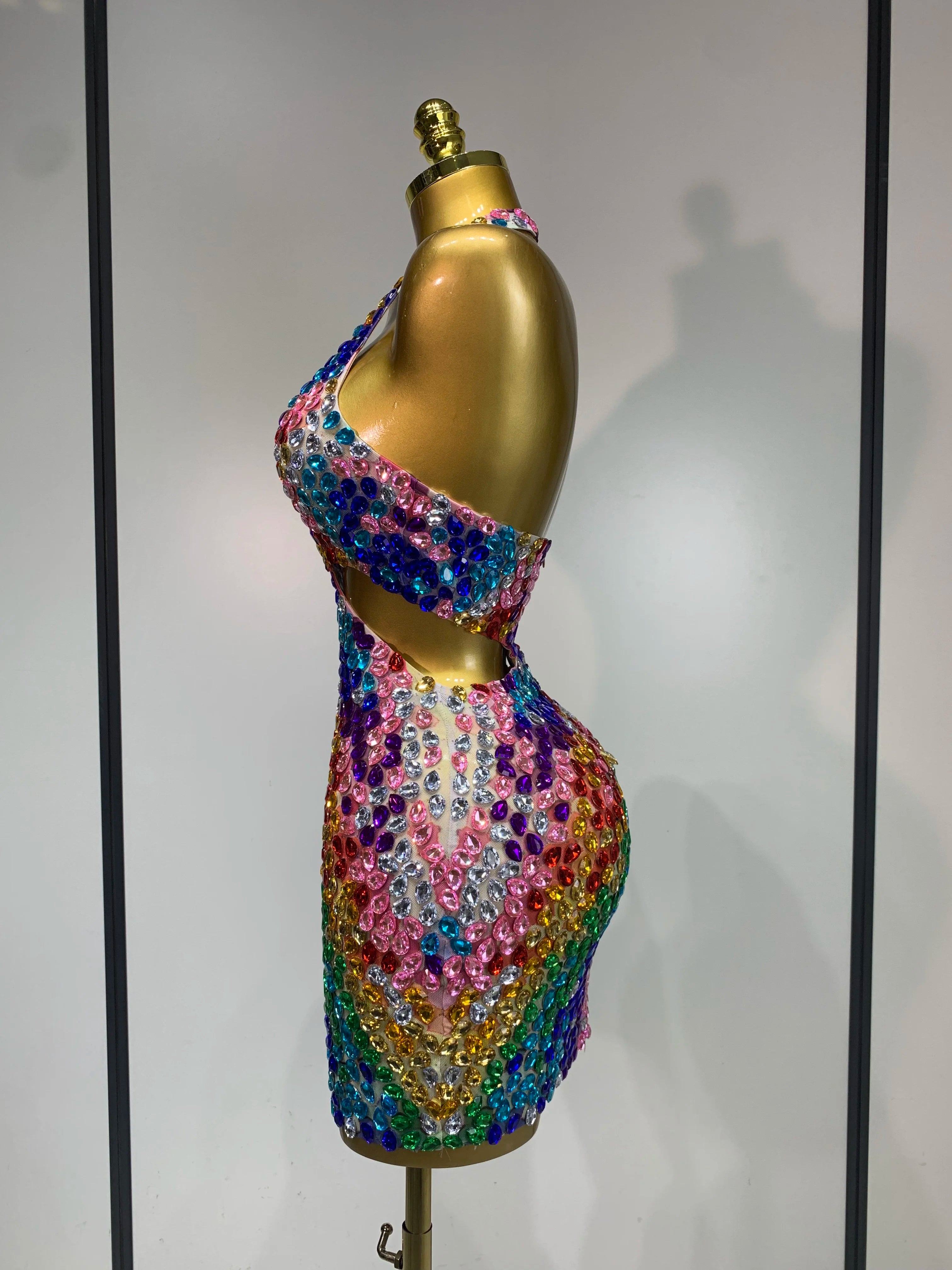Rainbow Rhinestone Dress